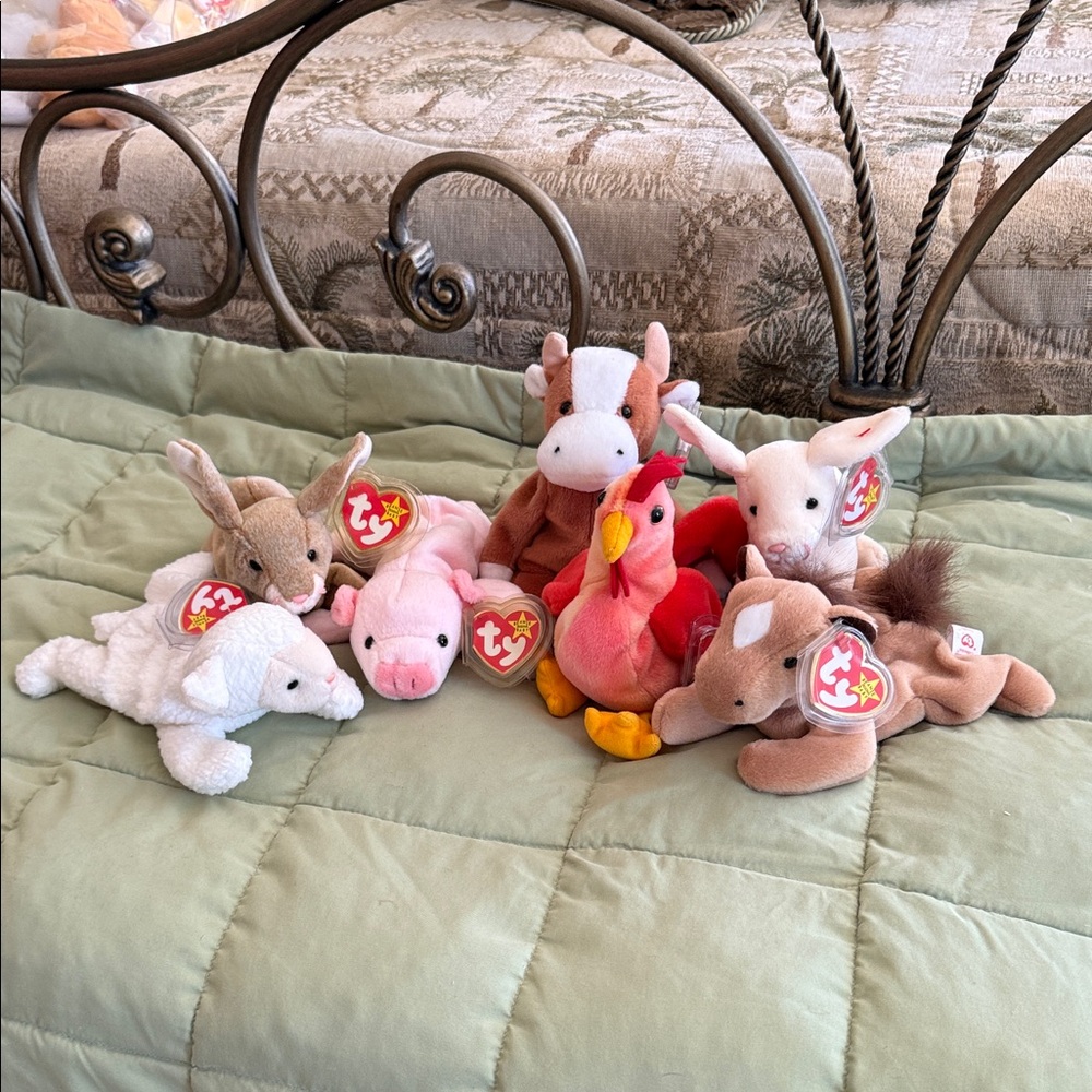Vintage Ty Beanie Babies Farm animal set